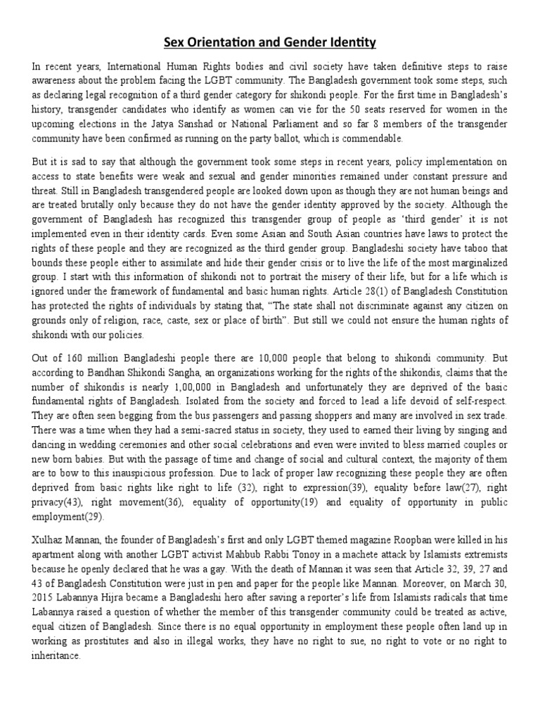 Sex Orientation and Gender Identity | PDF | Transgender | LGBTQIA+ Studies
