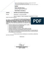 Informe actividades apoyo logístico taller capacitación docentes