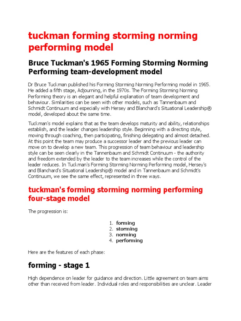 Tuckmans Five Stages of Group | PDF | Leadership | Cognition