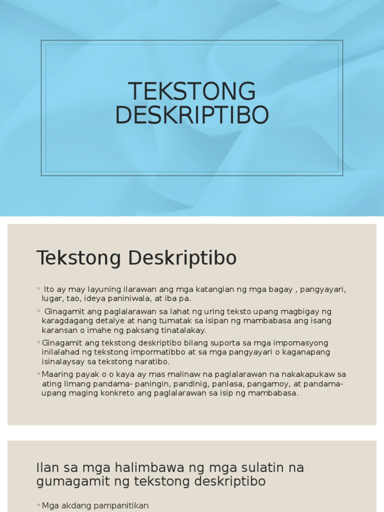 Tekstong Deskriptibo Pdf