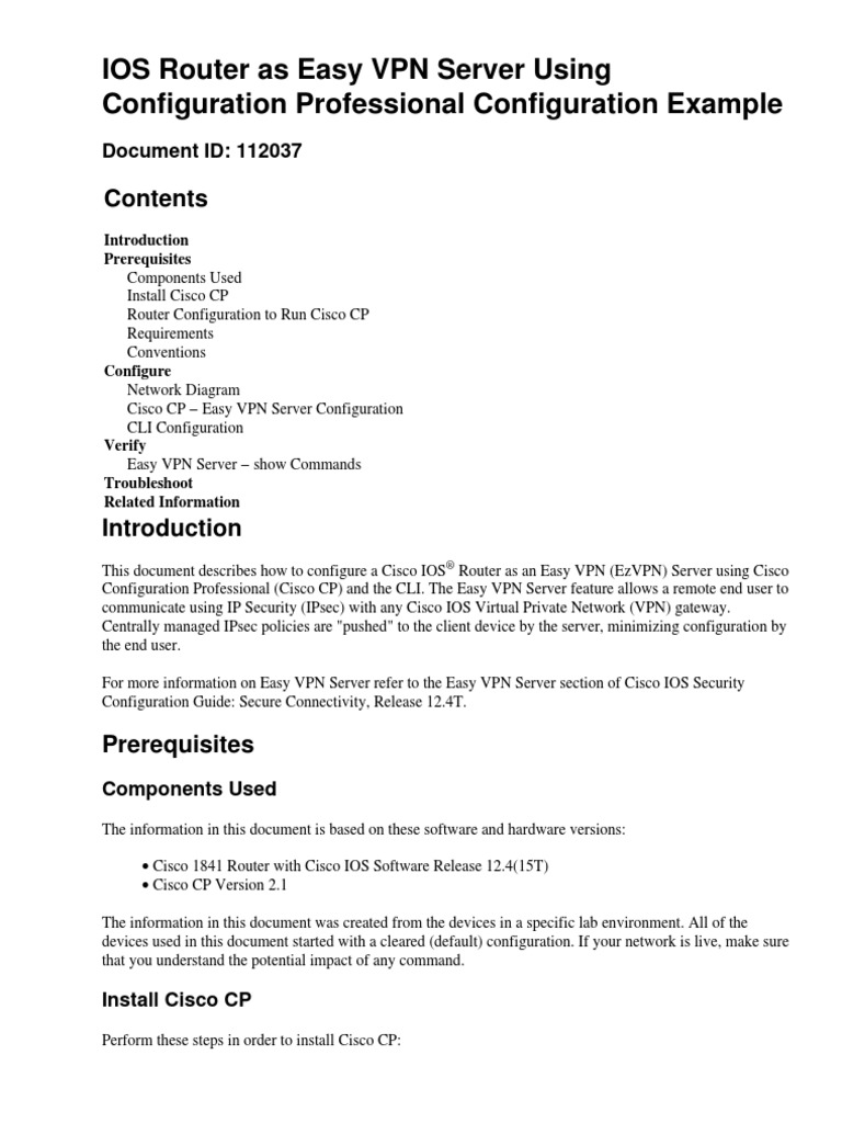 Easyvpn Router Config CCP 00 | PDF | Virtual Private Network | Radius