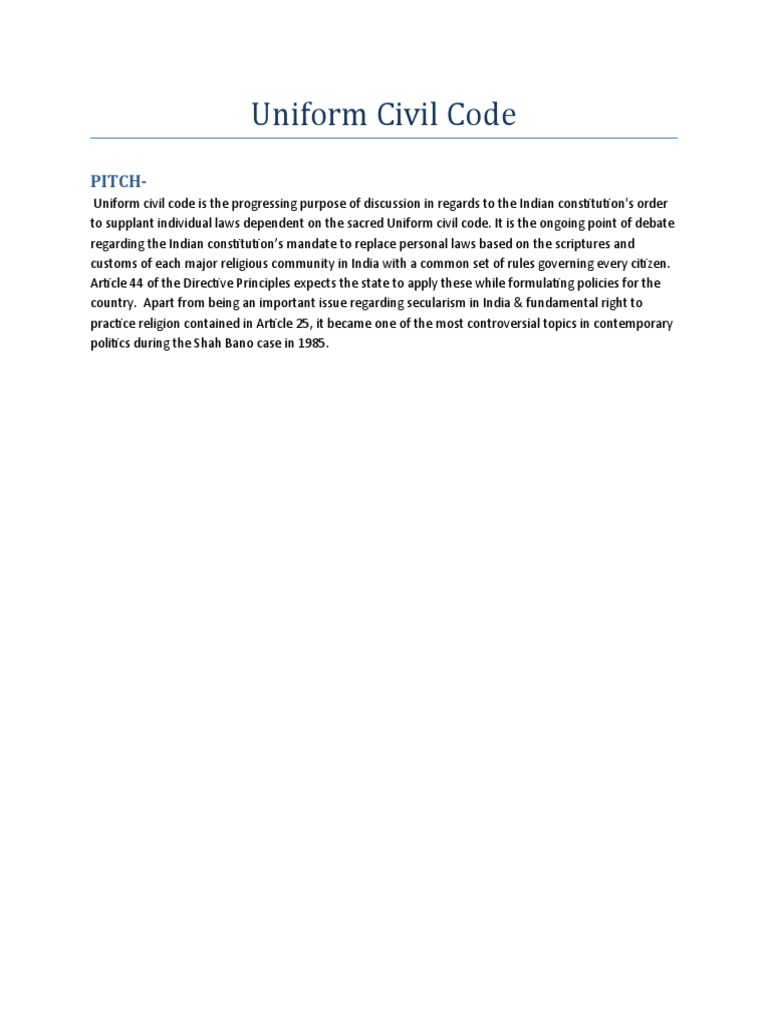 Understanding India's Uniform Civil Code | PDF