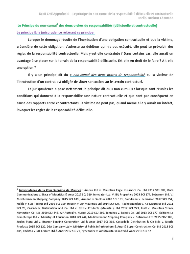 Le Principe La Jurisprudence Reiterant Ce Principe Jurisprudence Droit Compare