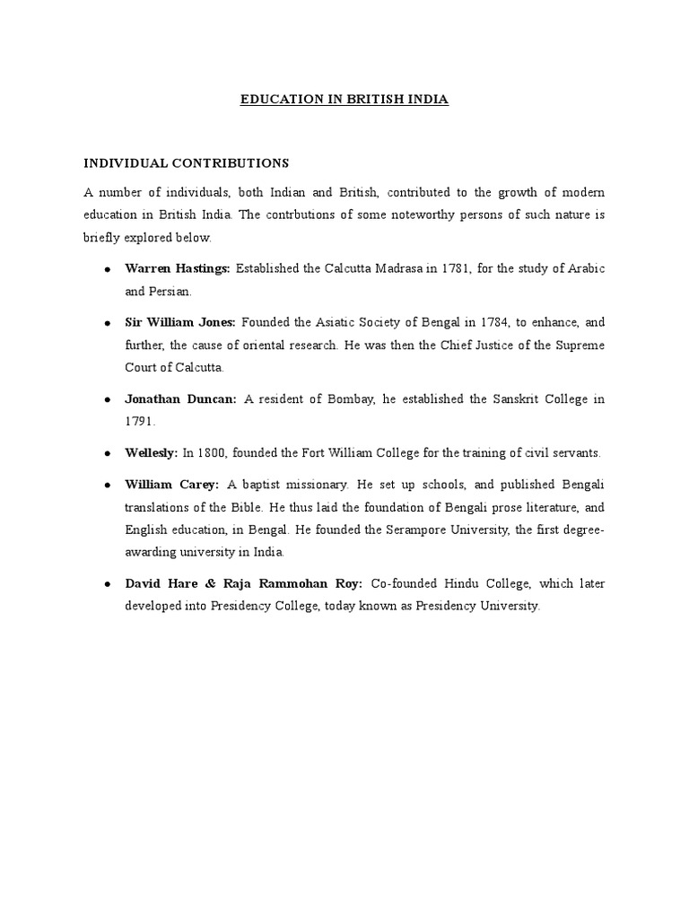 Growth of Education in Modern India | PDF | British Raj