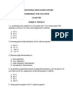 International Education Centre Worksheet for Vacation Class VIII Physics MCQs