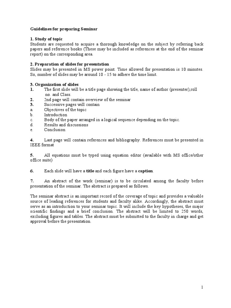 Seminar Preparation Guidelines | PDF | Times New Roman | Paragraph