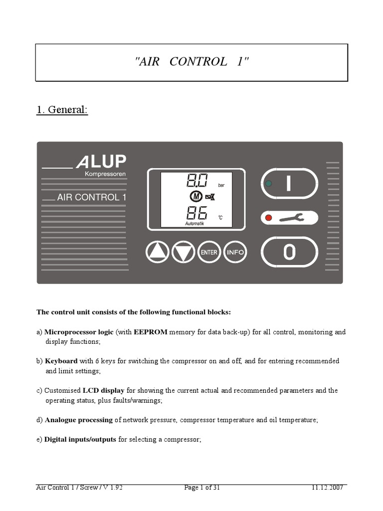 Air Control 1 User Manual V1.92 | PDF | Relay | Power Supply