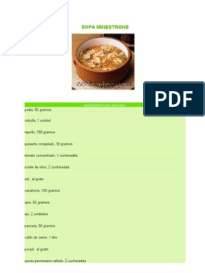 Sopa Minestrone | PDF | Sopa | Pasta