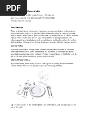 P6Rules of laying a table