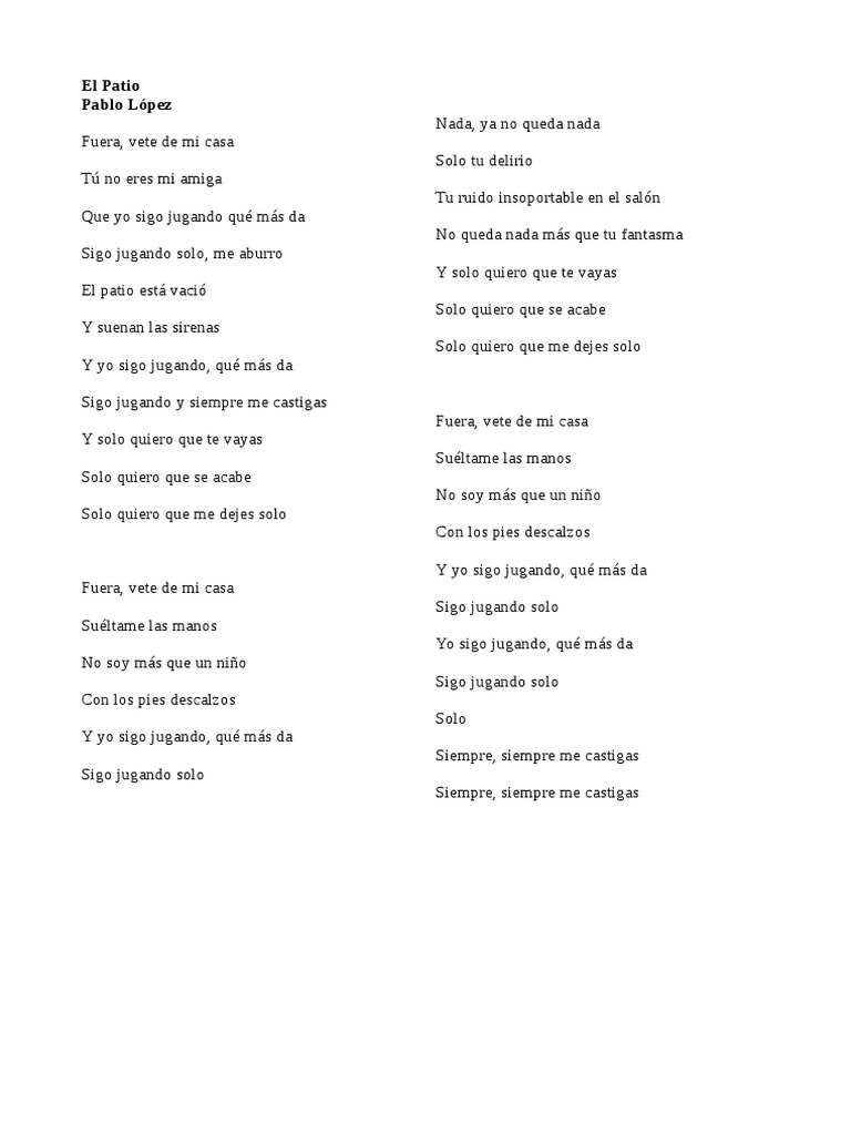 El Patio Pablo López Letra PDF