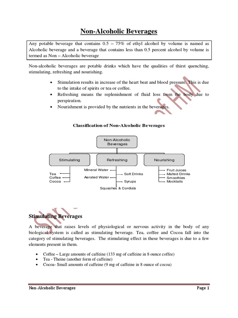 Non Alcoholic Beverages PDF PDF Coffee Drink
