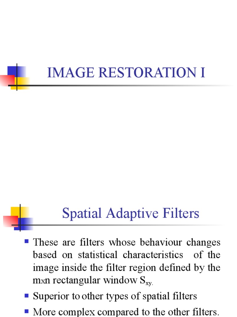 Spatial Adaptive Filters for Image Restoration | PDF | Filter (Signal ...