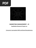 Marketing Management - Iii: Consumer's Perception NIKE and Brand Receptiveness