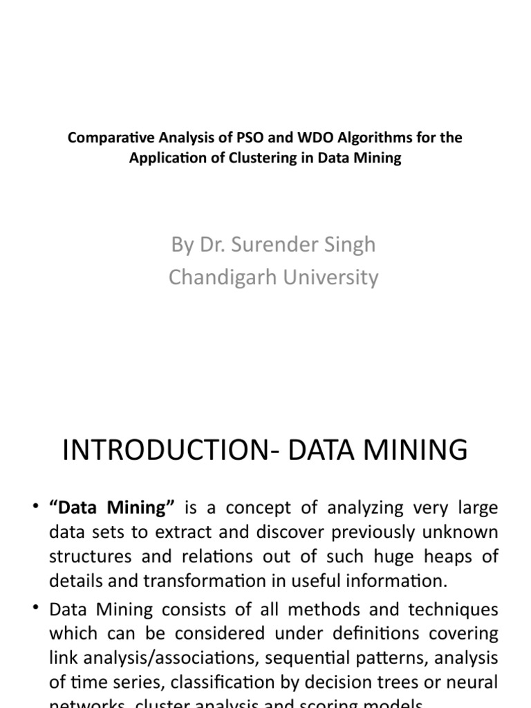 PSO and WDO Data Clusterin | PDF | Cluster Analysis | Statistical ...