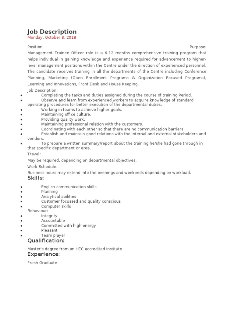Management Trainee Program PDF