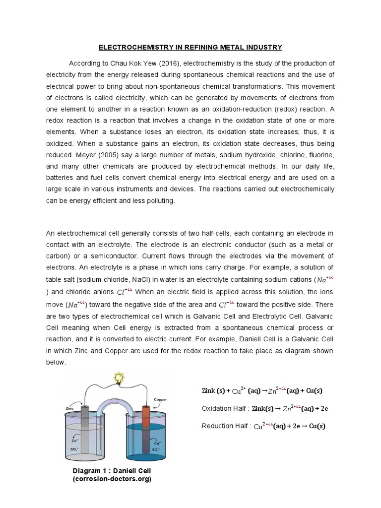 The Role of Electrochemistry in Refining Metals and its Importance in