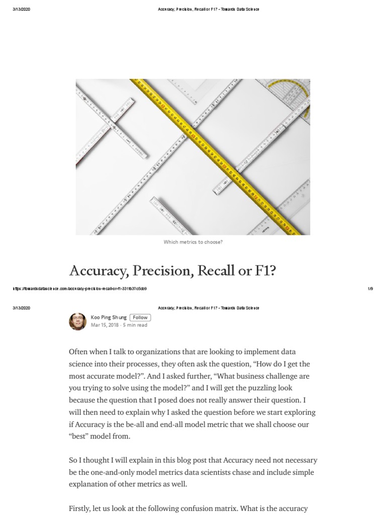 Accuracy, Precision, Recall or F1 - Towards Data Science | PDF ...