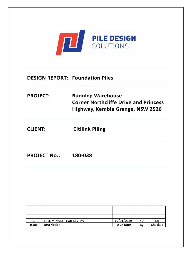 180-038 - Foundation Pile Design Report - Issue 1 PDF | PDF ...