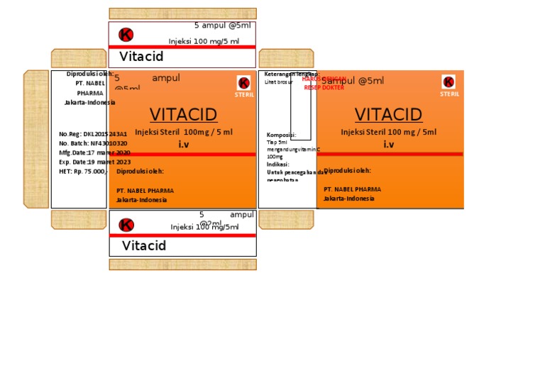 Vitacid Injeksi Steril 100mg/5ml | PDF