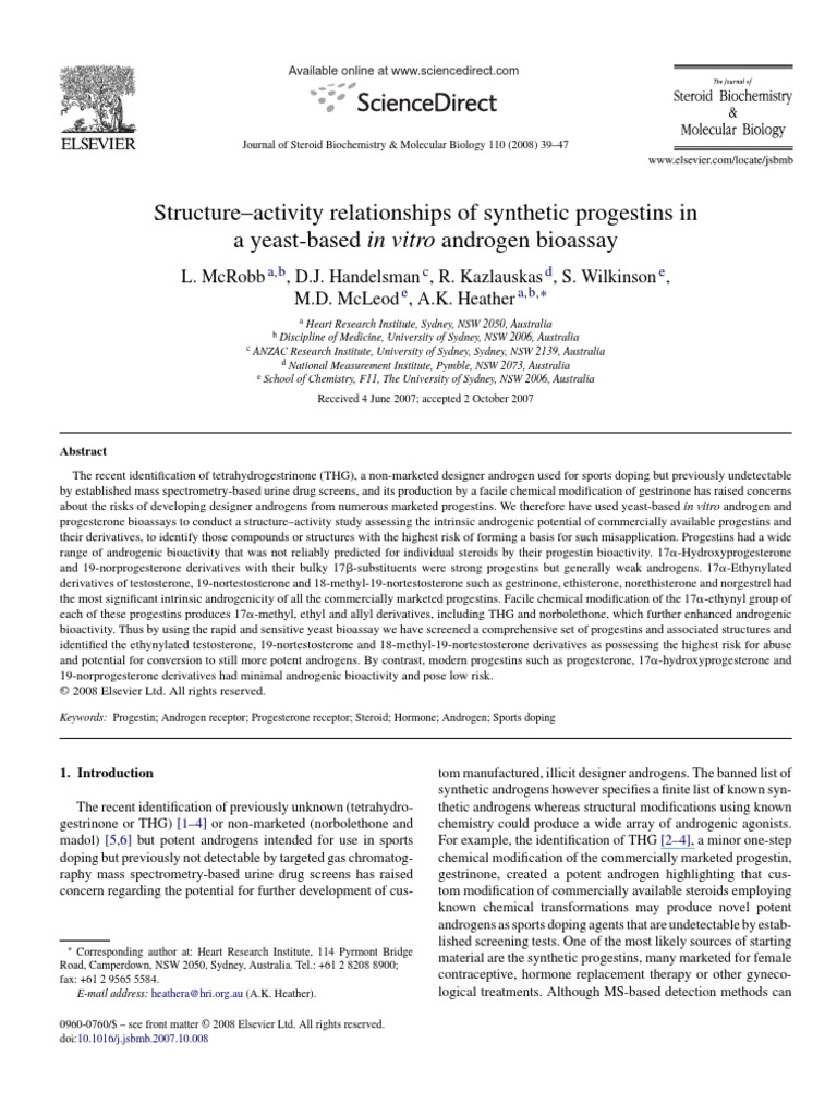 Structure Activity Relationships of Synt PDF | PDF | Androgen ...