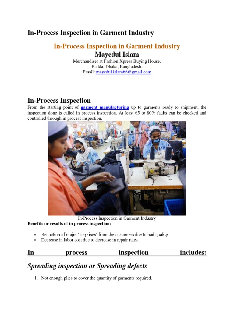 In-Process Inspection in Garment Industry | Download Free PDF | Seam ...