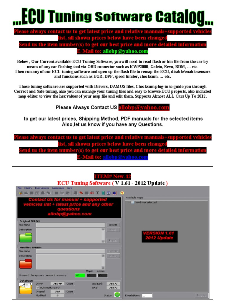 ECU Tuning Software Catalog | PDF | Computing | Computing