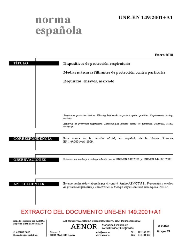 Une en 149 2001 A1 | PDF | Naturaleza | Respiración