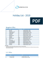 Holiday List - 2019