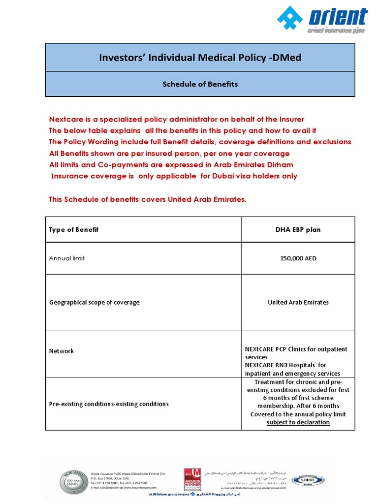 Tableof Benefits Pdf Patient Hospital