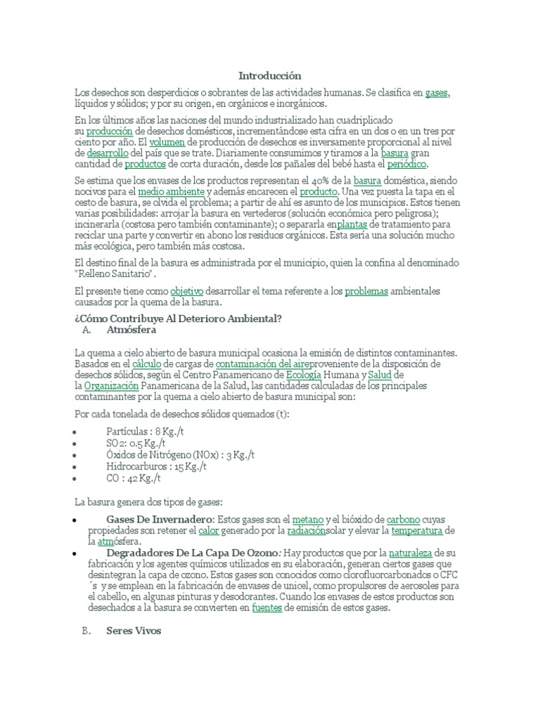 Problemas y soluciones de la basura | PDF | Vertedero | Residuos