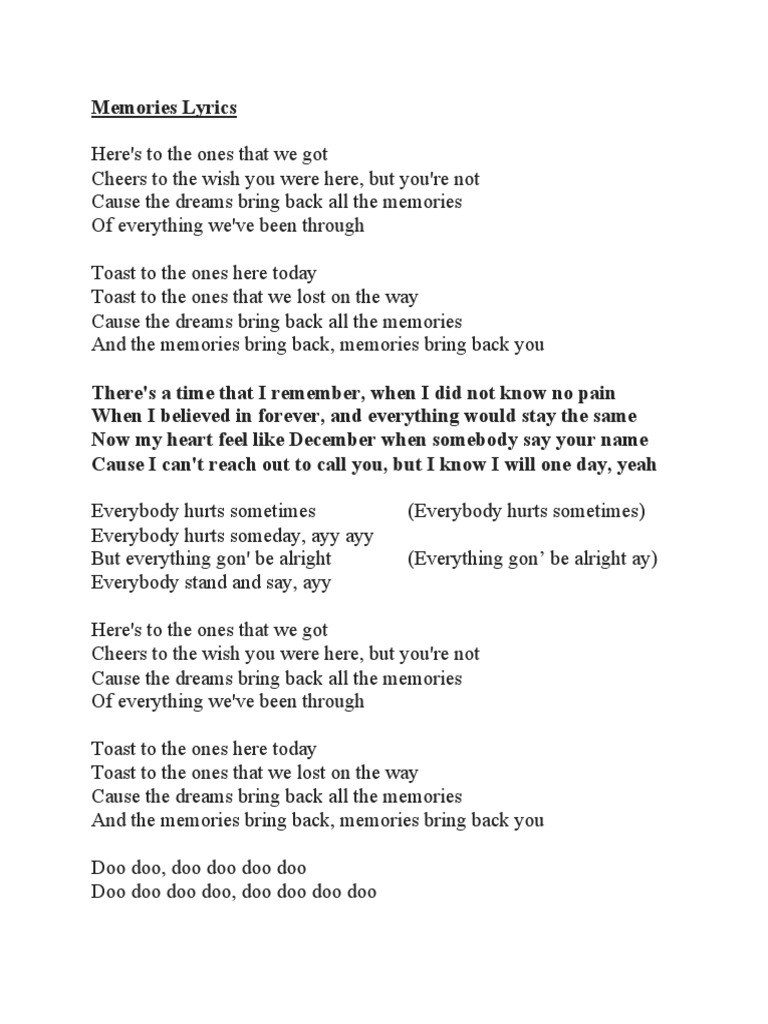 Memories Lyrics | PDF