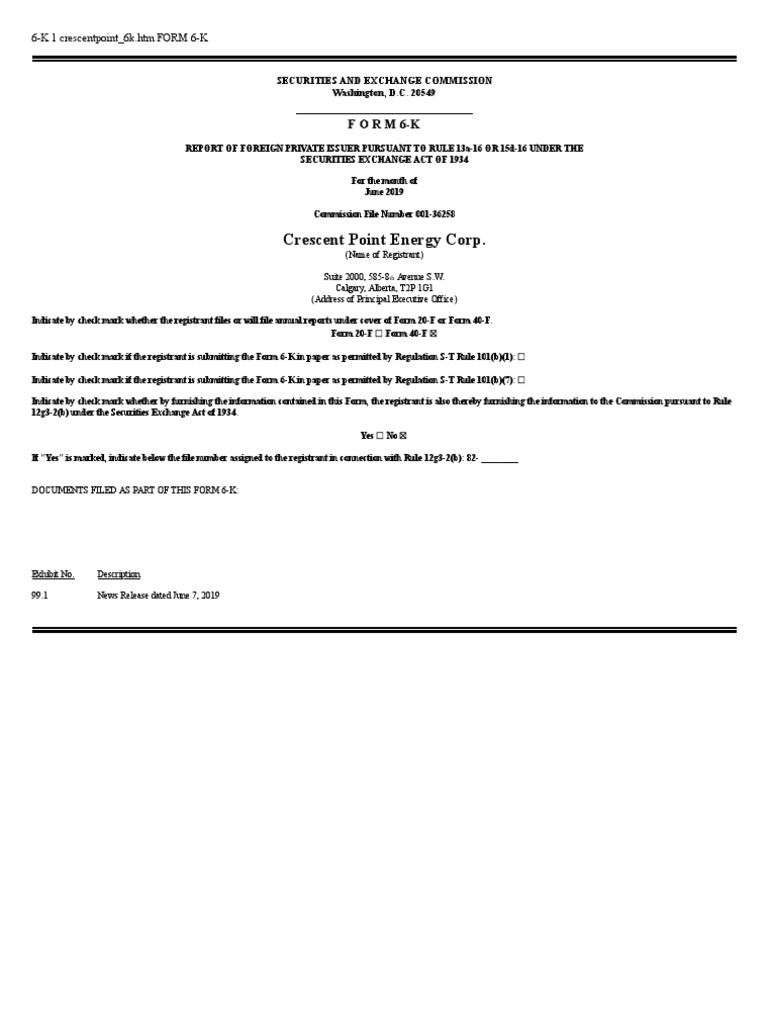 Report Numero 0001279569-19-001371 | PDF | Securities Exchange Act Of 1934  | Securities (Finance)