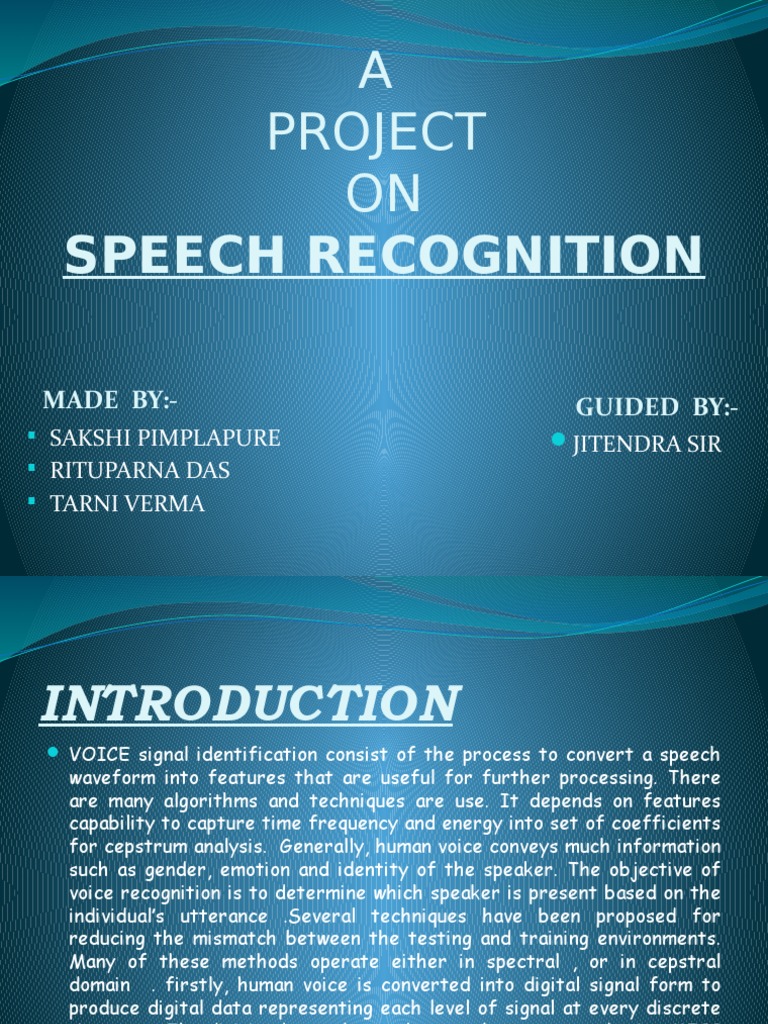 Speech Recognition Project Overview | PDF | Fast Fourier Transform ...