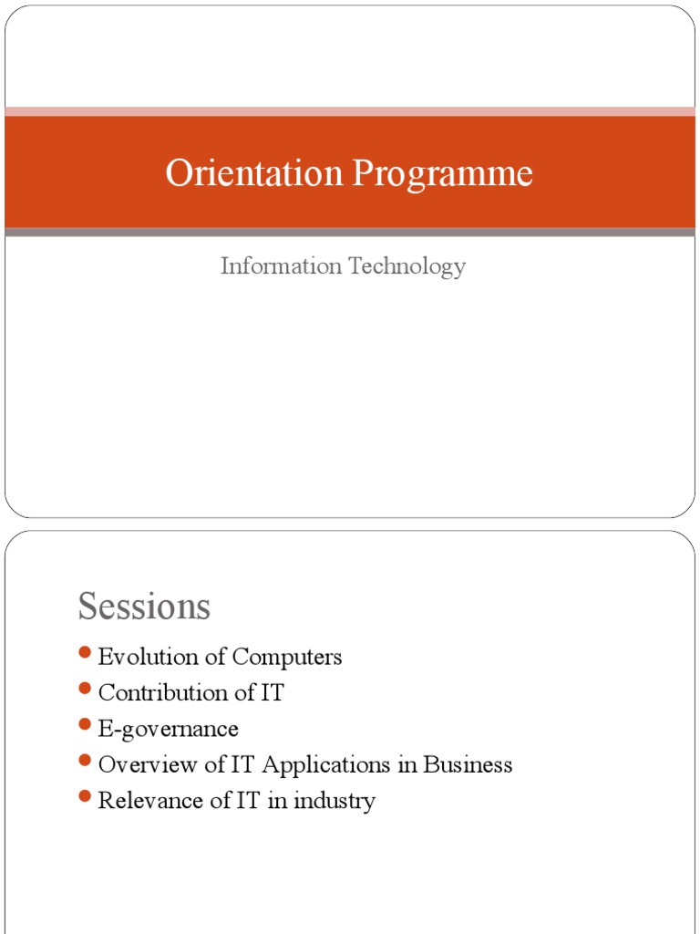 Orientation Programme: Information Technology | PDF | Nanotechnology ...