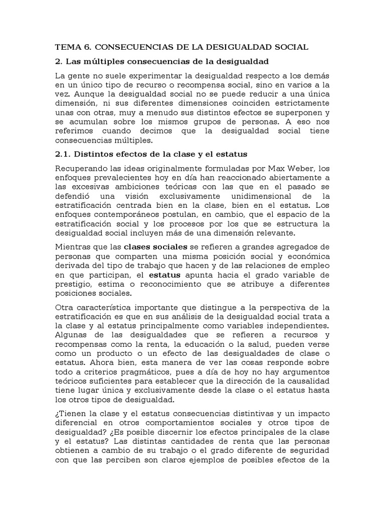 Consecuencias de la Desigualdad Social | PDF | Estatus social ...