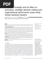 Corporate Foresight and Its Effect On Innovation, Strategic Decision Making and Organizational Performance - Banking