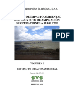 Estudio de Impacto Ambiental de la ampliación de operaciones mineras a 18 000 TMD