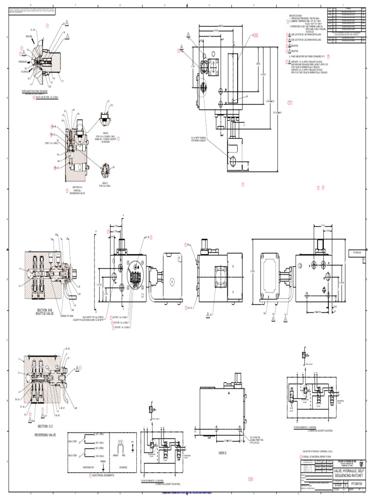 Section BB Shuttle Valve Valve, Hydraulic, Self Sequencing Ratchet
