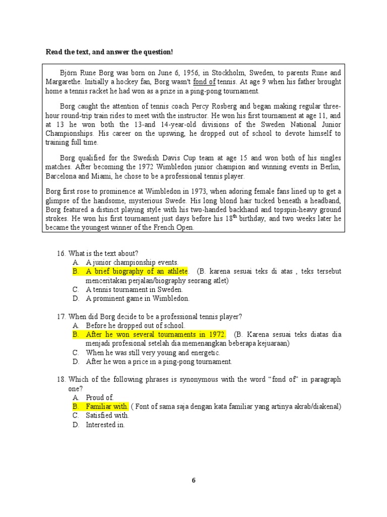 Soal Reading Un B Ingrris Docx Sports Leisure