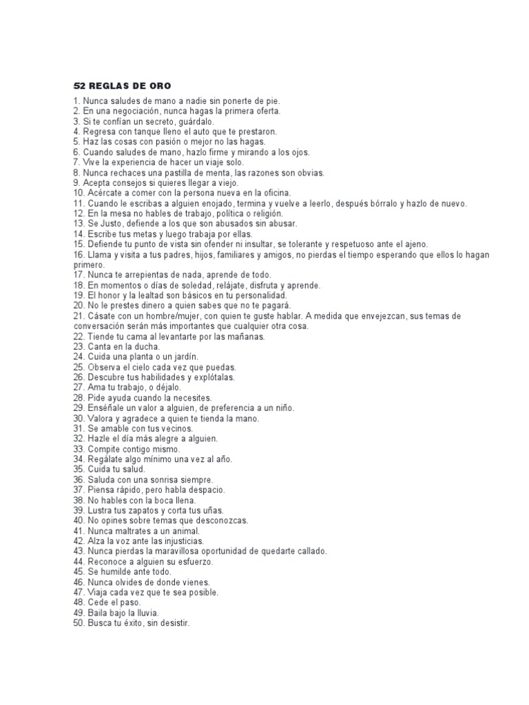 52 Reglas de Oro para la Vida y Negocios | PDF | Business