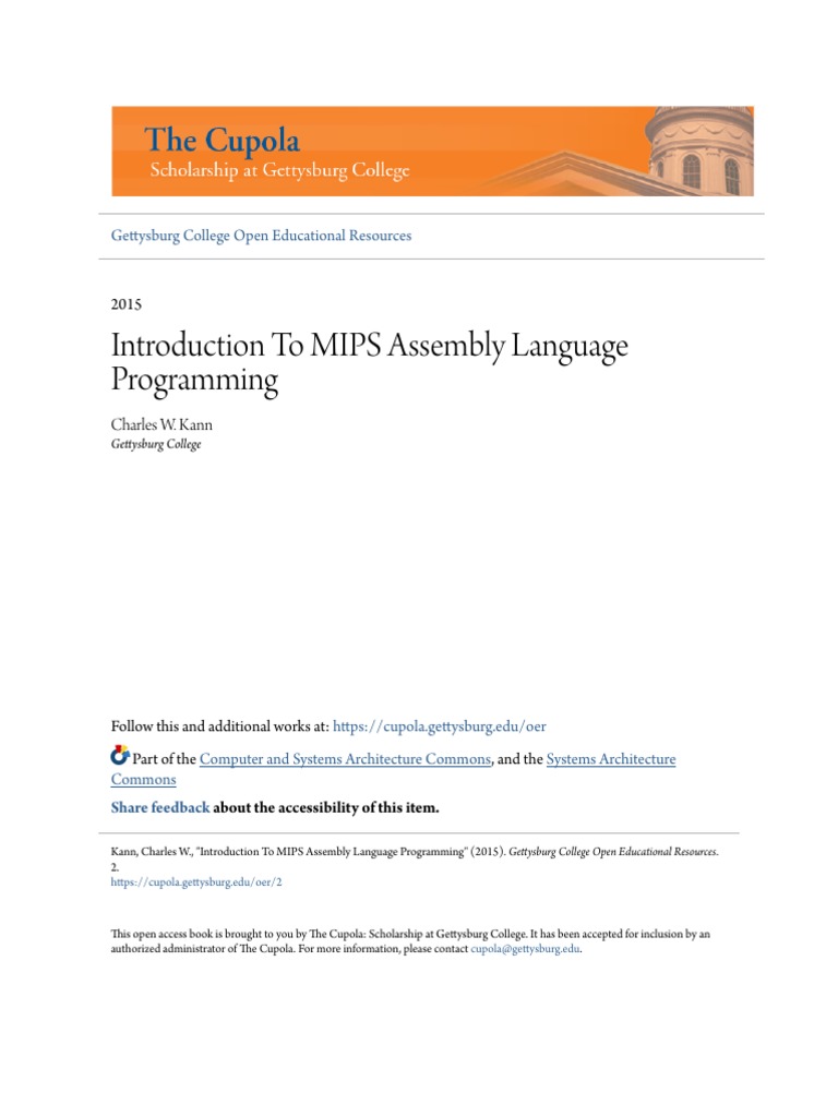Introduction To MIPS Assembly Language Programming PDF | PDF | Computer ...