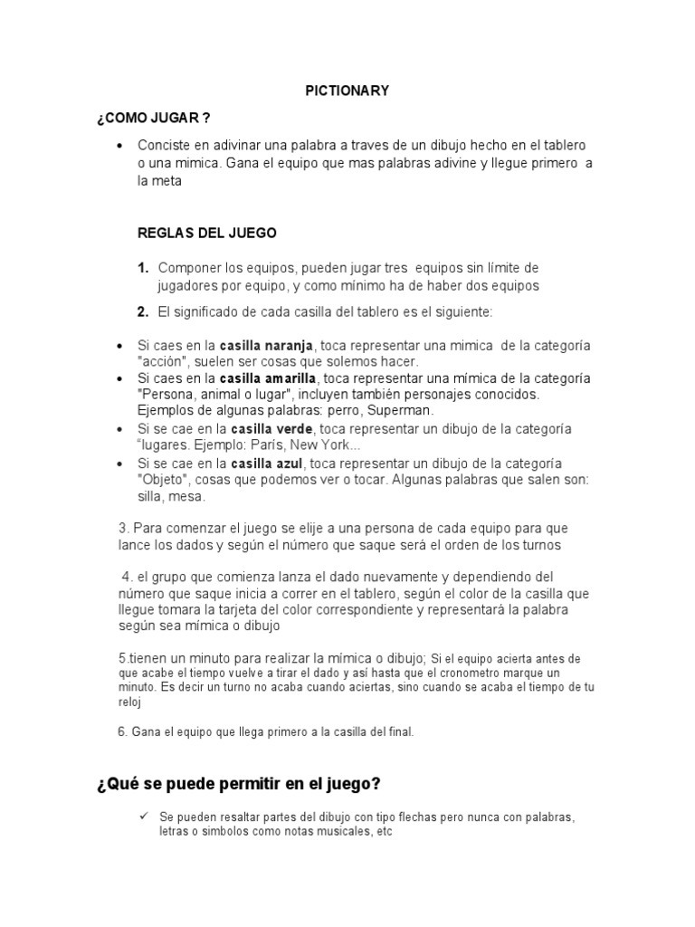 PICTIONARY | PDF | Juego de azar | Ocio, image size:768x1024
