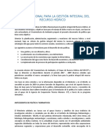 POLÍTICA NACIONAL PARA LA GESTIÓN INTEGRAL DEL RECURSO HÍDRICO (Resumen)