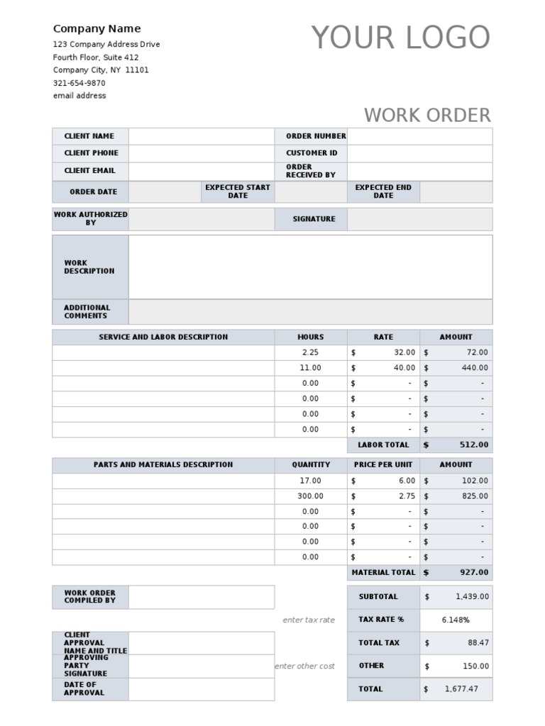 Work Order Template for Services | PDF | Taxes | Business