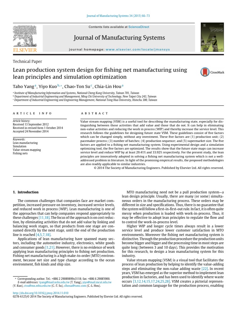 Journal of manufacturing systems taho yang yiyo kuo chao ton su