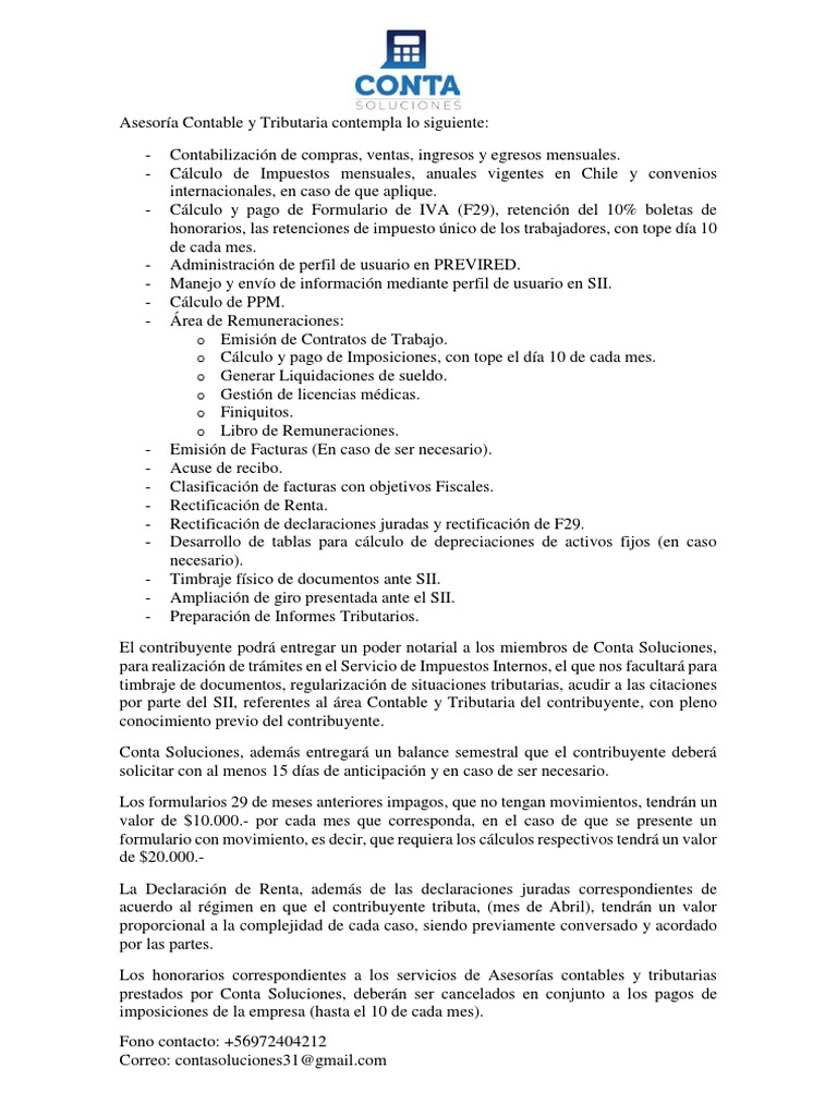Asesoría Contable y Tributaria Conta Soluciones | PDF | Contabilidad ...