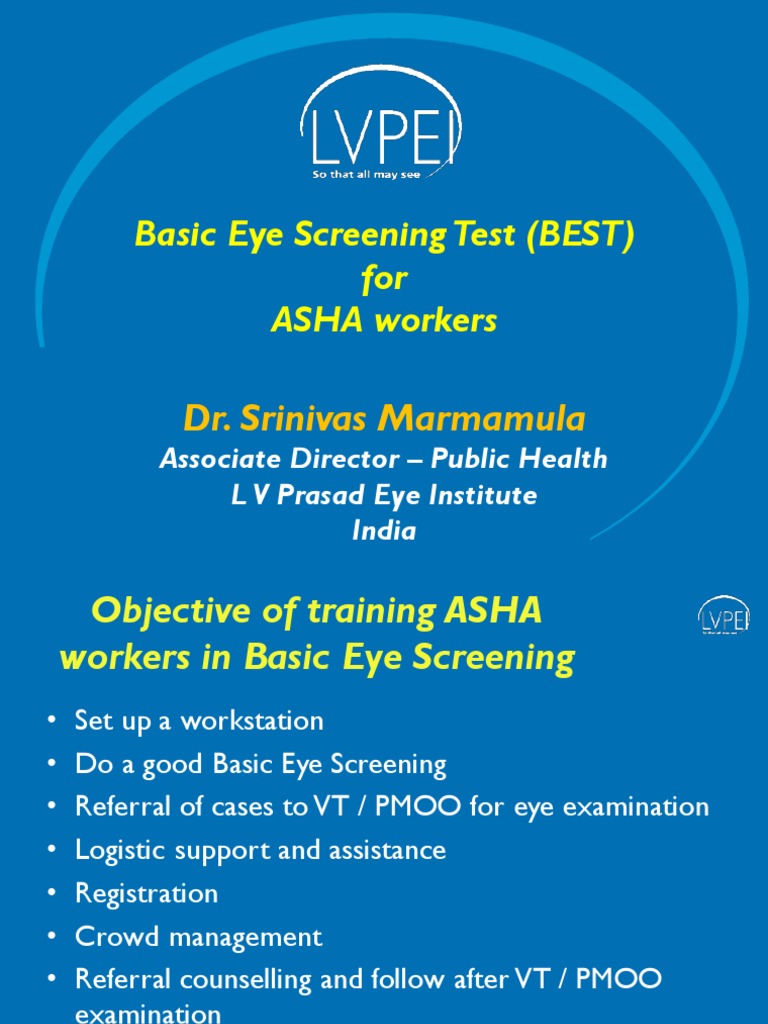 ASHA Training for Basic Eye Screening | PDF | Eye | Ophthalmology