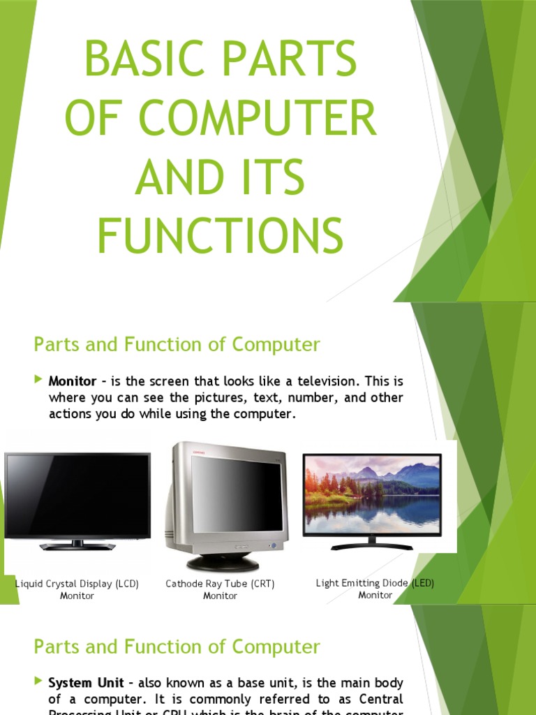 Basic Parts of Computer and Its Functions | PDF | Computer Monitor ...