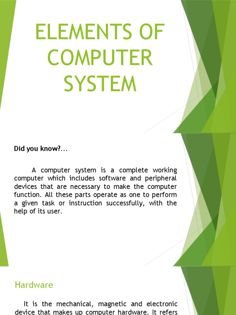 Lesson 5 - Elements of Computer System | PDF