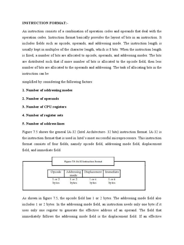 Instruction Format | PDF | Computer Hardware | Computer Architecture